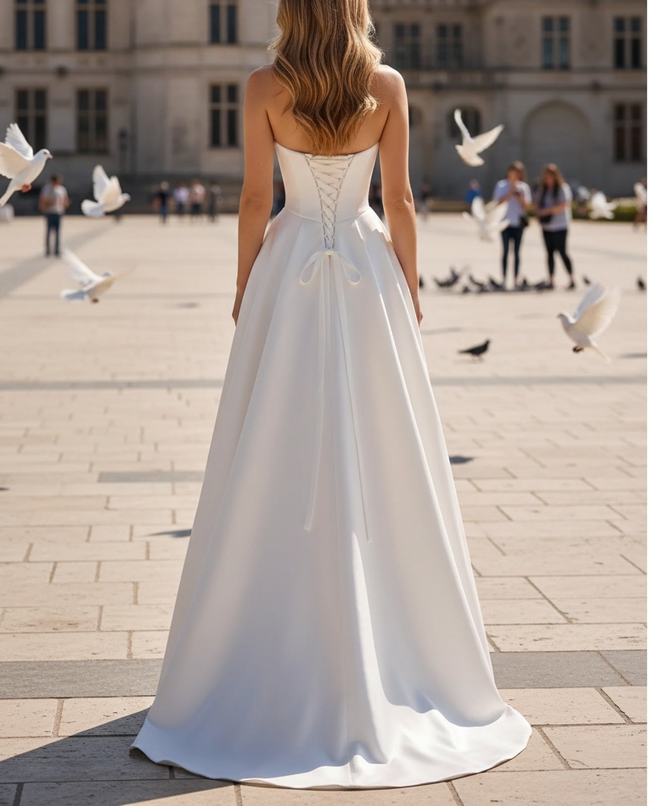 Sparkly Beading Pleated Lace Up Long Ball Gown Prom Dress  - White