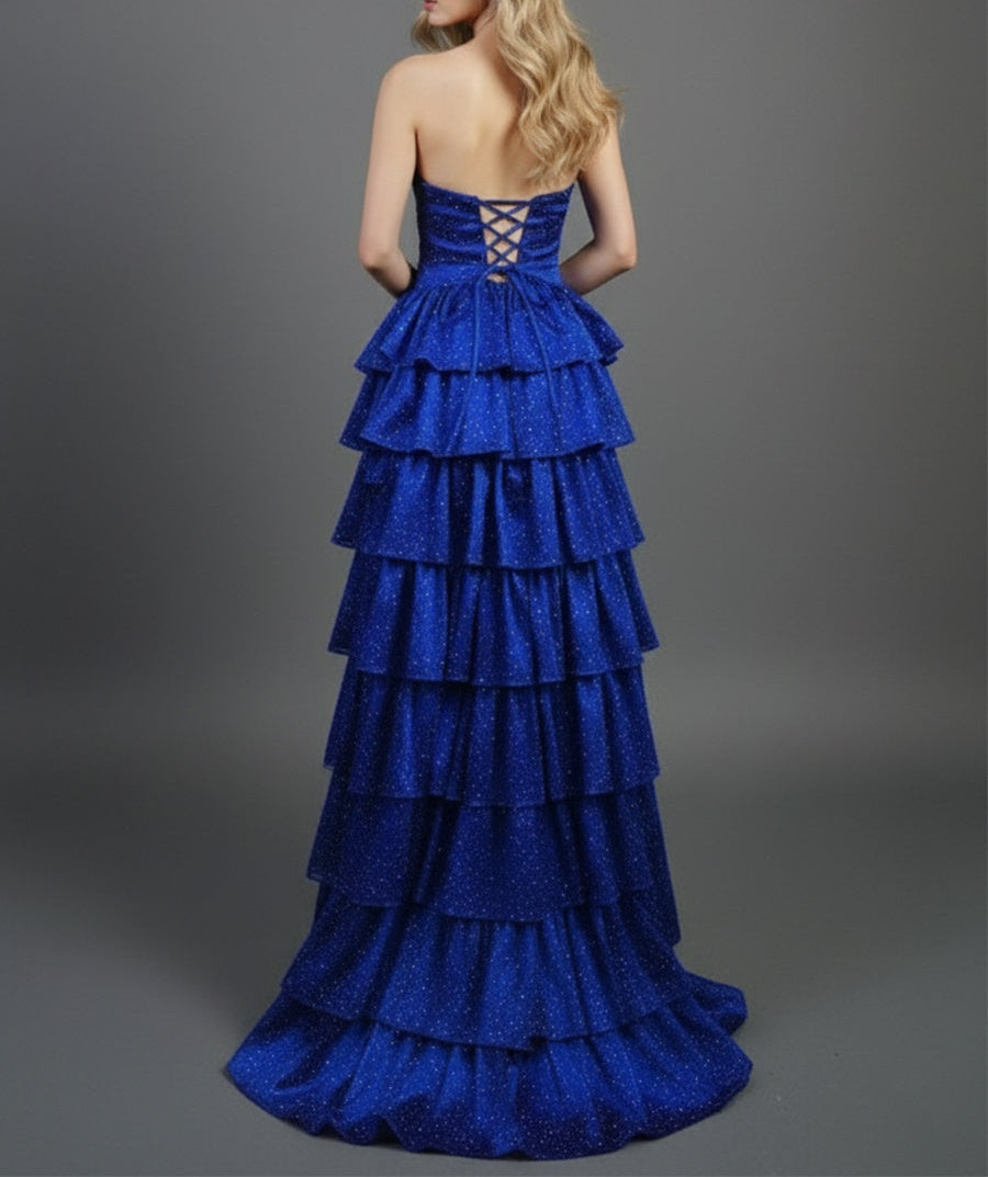 A Line Strapless Sweetheart Long Prom Dress with Keyhole