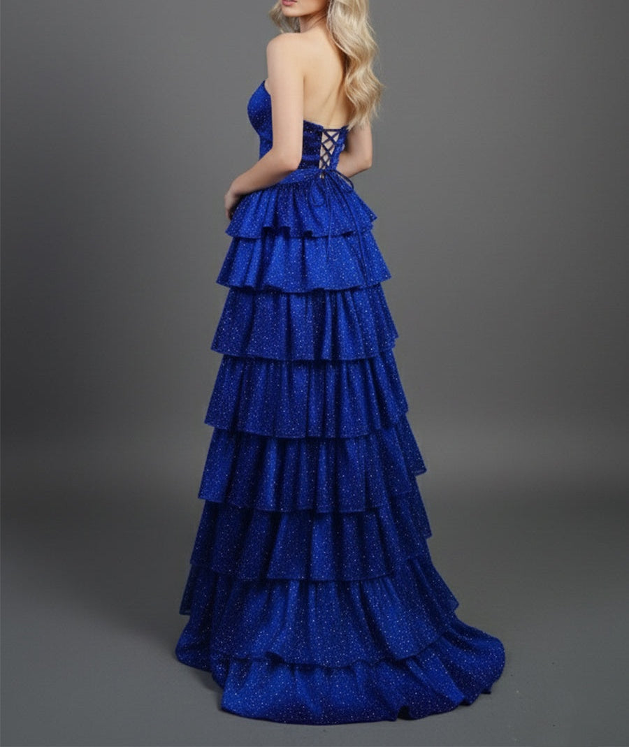 A Line Strapless Sweetheart Long Prom Dress with Keyhole