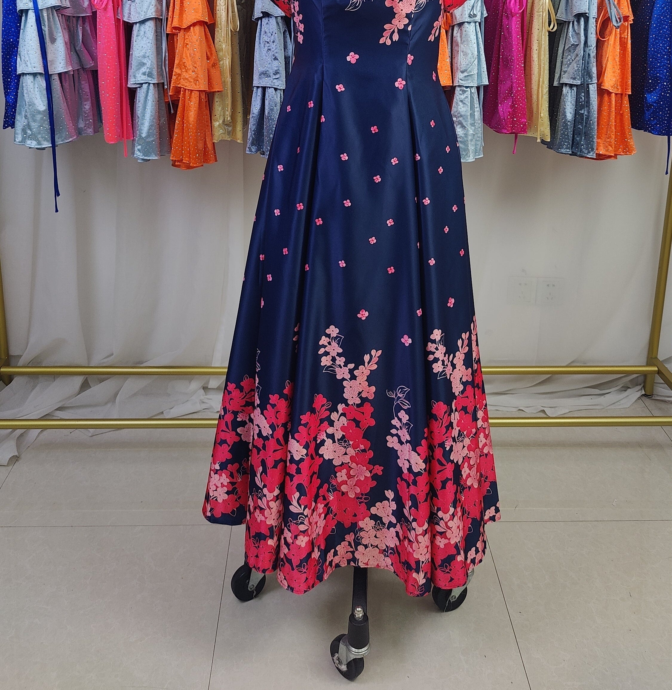 A Line Off The Shoulder Ankle Length Satin Floral Mother of the Bride Dress