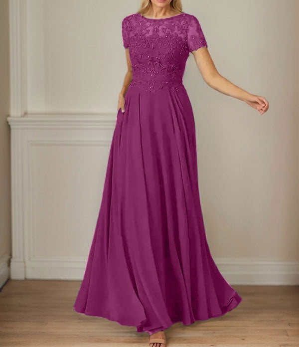 Dark Navy A-Line Boatneck Sequins Chiffon Dress