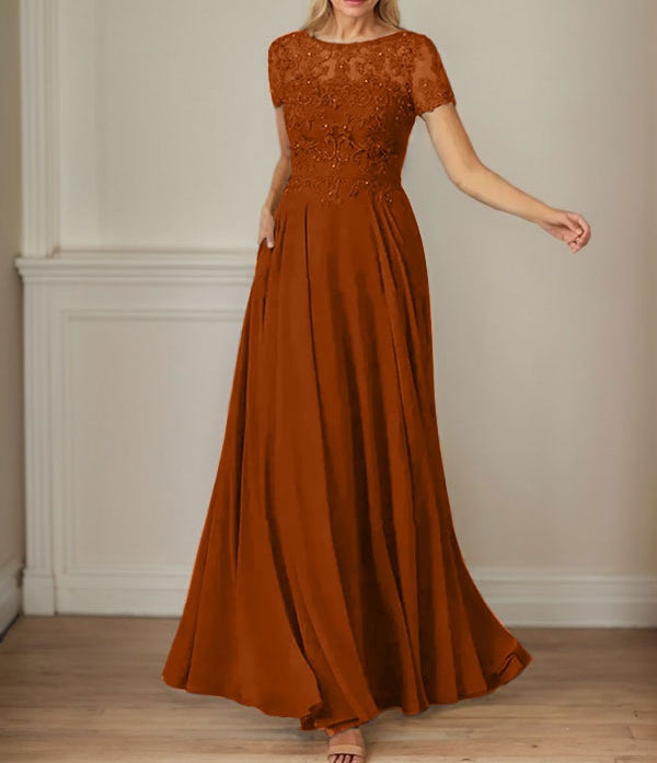 Dark Navy A-Line Boatneck Sequins Chiffon Dress