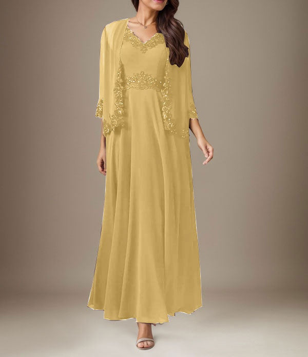 Plum A-Line Sequins Chiffon Dress