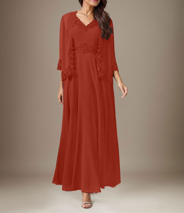 Plum A-Line Sequins Chiffon Dress
