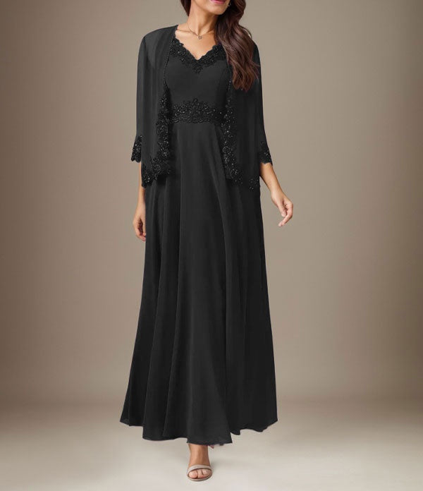 Plum A-Line Sequins Chiffon Dress