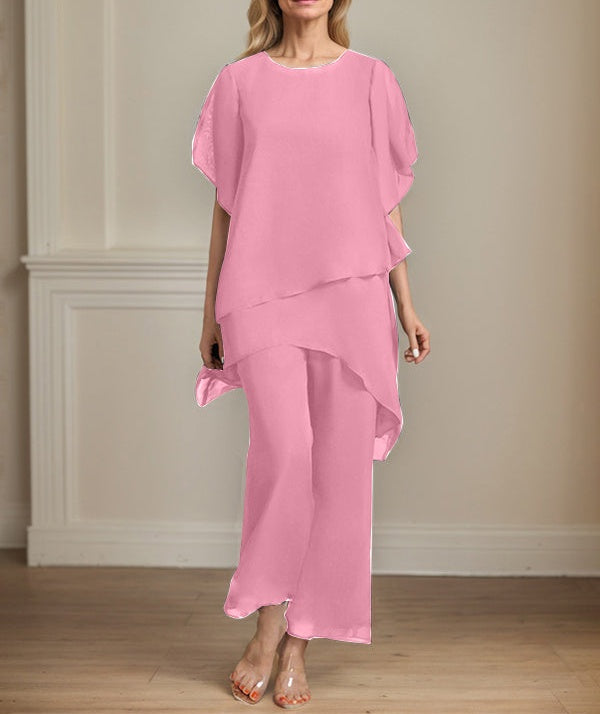 Separates Jumpsuit/Pantsuit Scoop Ankle-Length Chiffon Mother of the Bride Dress