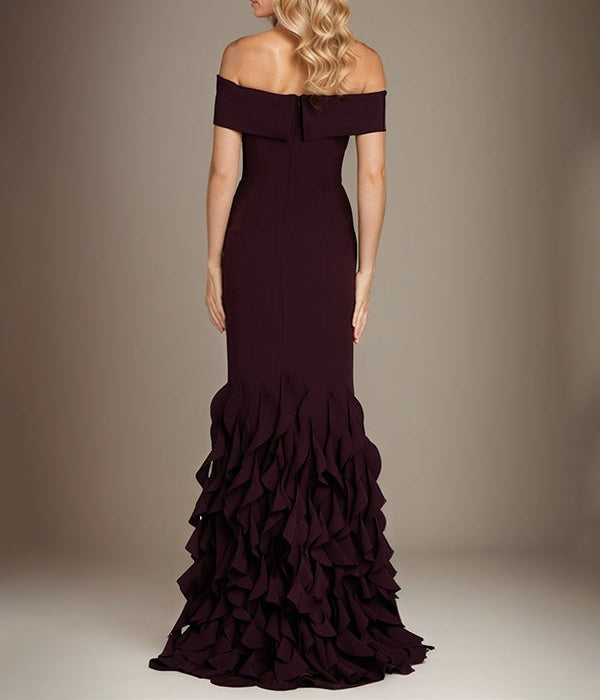 Trumpet/Mermaid Off the Shoulder Sleeveless Floor Length Chiffon Mother Of The Bride Dress With Ruffles