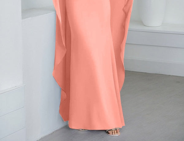 Sheath Scoop Floor-Length Chiffon Mother of the Bride Dress With Cascading Ruffles