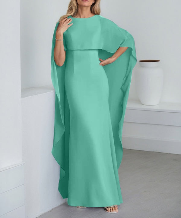 Sheath Scoop Floor-Length Chiffon Mother of the Bride Dress With Cascading Ruffles