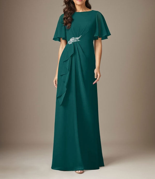 Dark Navy Sheath Beaded Chiffon Dress
