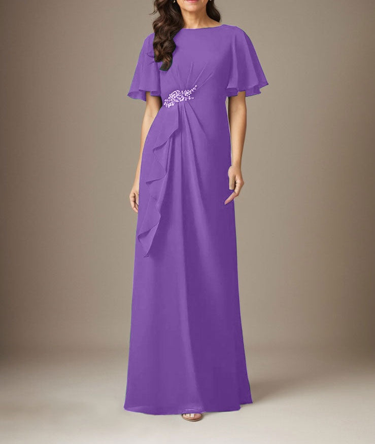 Dark Navy Sheath Beaded Chiffon Dress