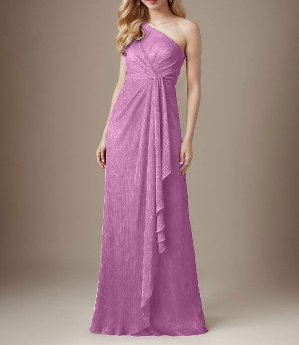 Ruby Sheath One Shoulder Metallic Mesh Dress Mother of the Bride Dress