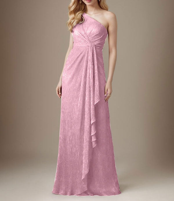 Ruby Sheath One Shoulder Metallic Mesh Dress Mother of the Bride Dress
