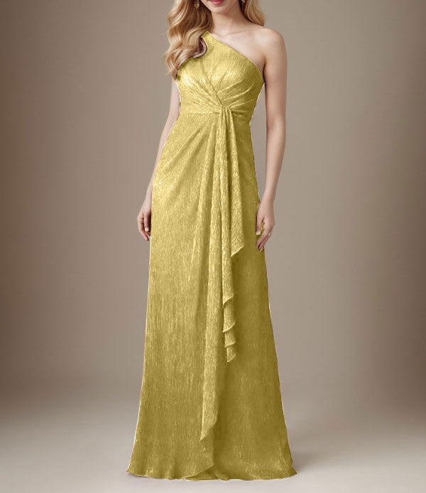 Ruby Sheath One Shoulder Metallic Mesh Dress Mother of the Bride Dress