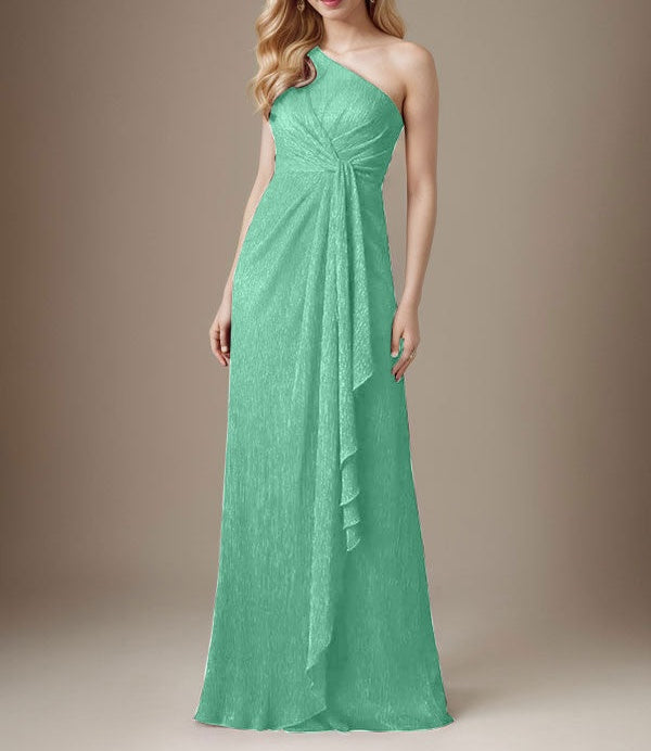 Ruby Sheath One Shoulder Metallic Mesh Dress Mother of the Bride Dress