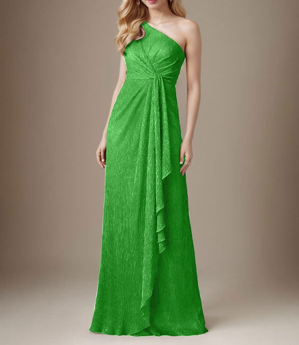 Ruby Sheath One Shoulder Metallic Mesh Dress Mother of the Bride Dress