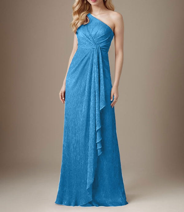 Ruby Sheath One Shoulder Metallic Mesh Dress Mother of the Bride Dress
