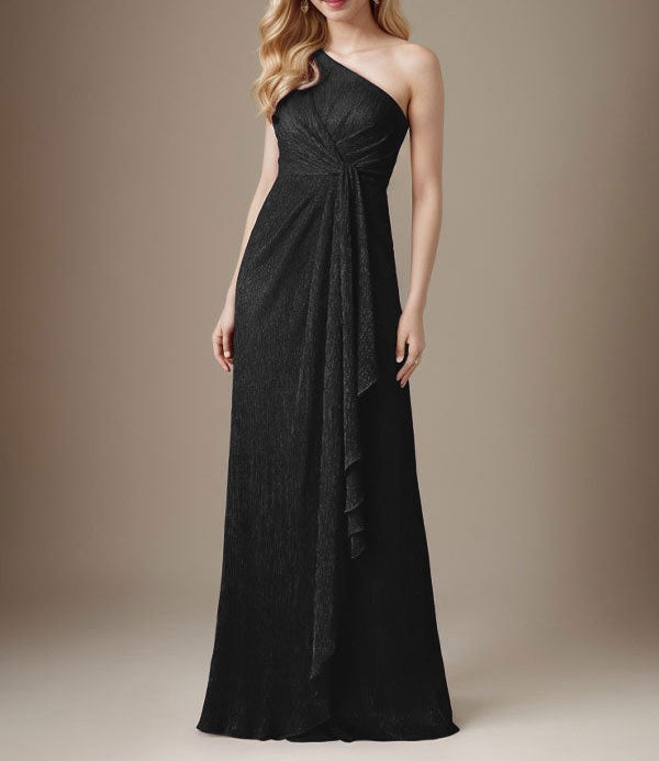 Ruby Sheath One Shoulder Metallic Mesh Dress Mother of the Bride Dress