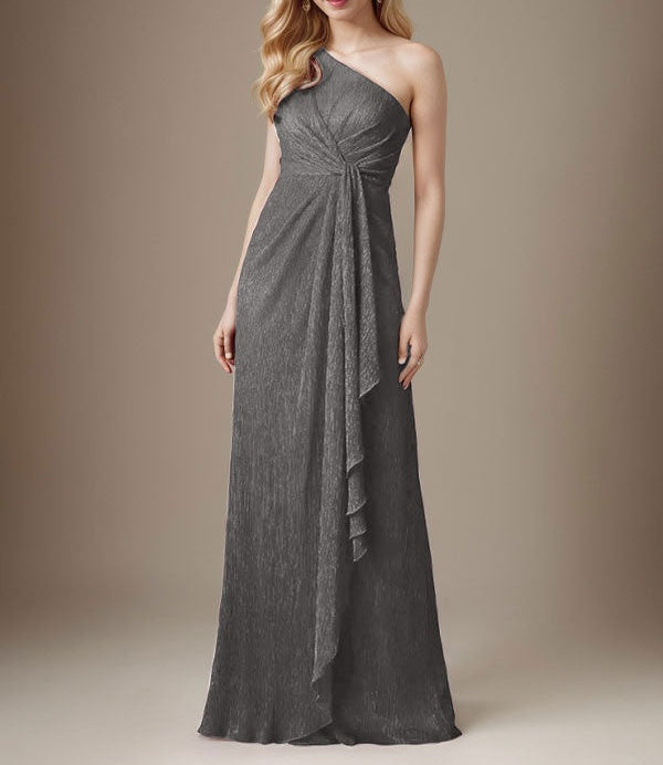 Ruby Sheath One Shoulder Metallic Mesh Dress Mother of the Bride Dress