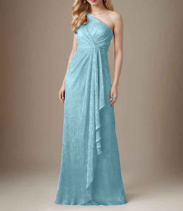 Ruby Sheath One Shoulder Metallic Mesh Dress Mother of the Bride Dress