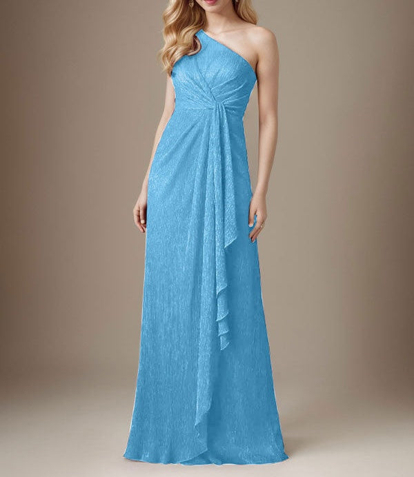 Ruby Sheath One Shoulder Metallic Mesh Dress Mother of the Bride Dress