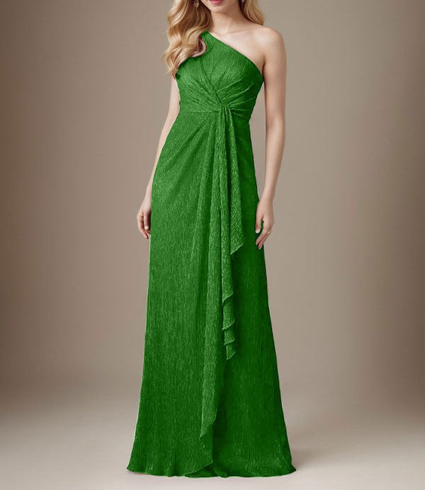 Ruby Sheath One Shoulder Metallic Mesh Dress Mother of the Bride Dress