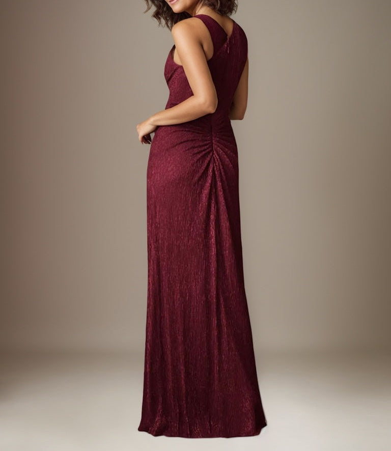 Ruby Sheath One Shoulder Metallic Mesh Dress Mother of the Bride Dress