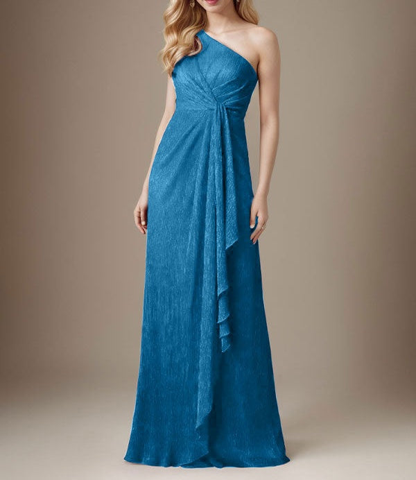 Ruby Sheath One Shoulder Metallic Mesh Dress Mother of the Bride Dress