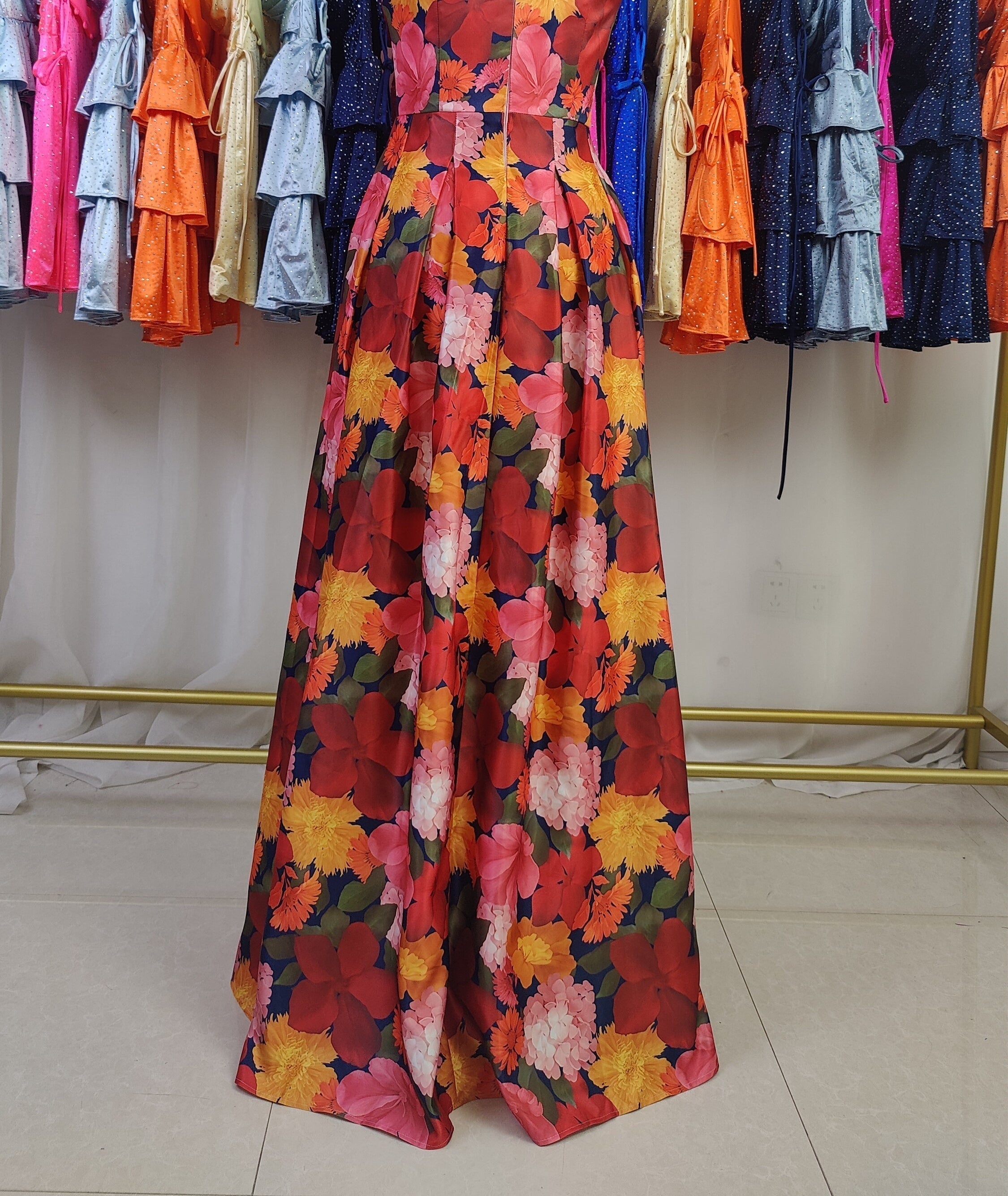 A-line V-Neck Floral Mother of the Bride Dress
