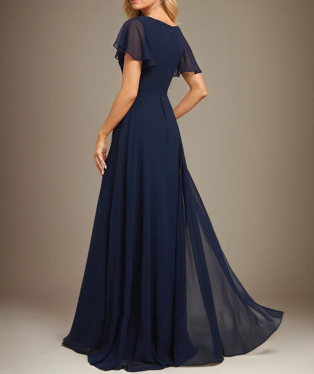 Sheath/Column Asymmetrical Floor-Length Chiffon Dress With Pleated