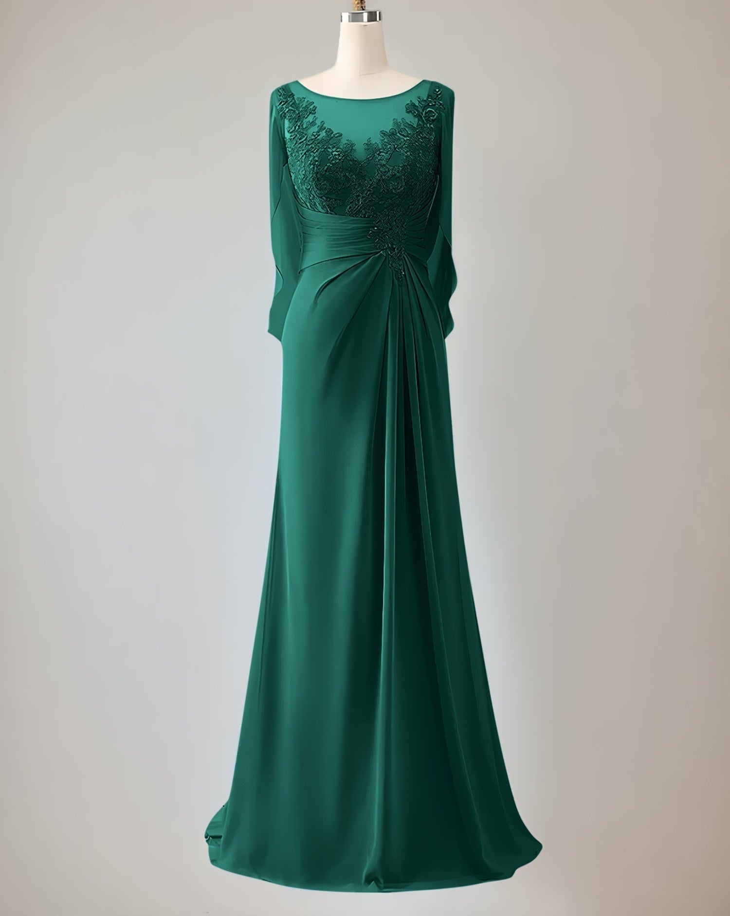 Trumpet/Mermaid Scoop Neck 1/2 Sleeve Chiffon Mother of the Bride Dress With Beadings