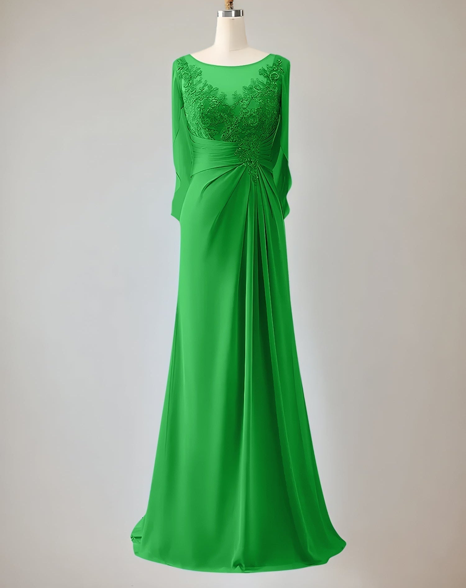 Trumpet/Mermaid Scoop Neck 1/2 Sleeve Chiffon Mother of the Bride Dress With Beadings