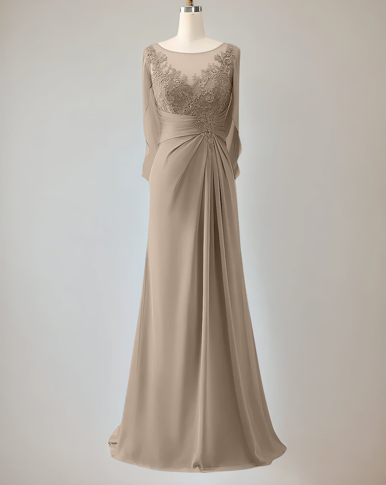 Trumpet/Mermaid Scoop Neck 1/2 Sleeve Chiffon Mother of the Bride Dress With Beadings