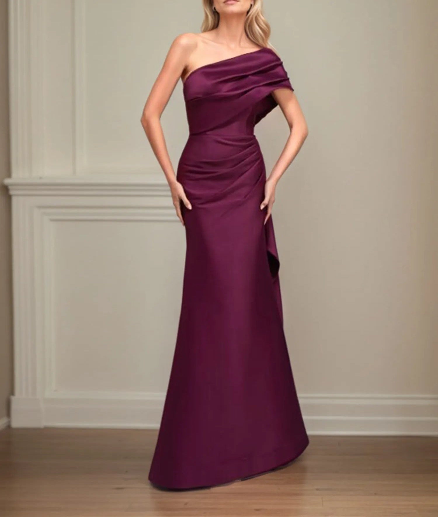 Trumpet/Mermaid One Shoulder Sleeveless Satin Mother of the Bride Dress With Ruched