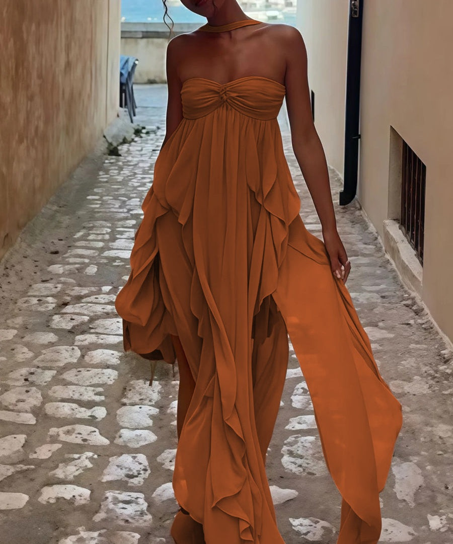 A-Line/Princess Convertible Ruffle Floor-Length Wedding Guest Dresses