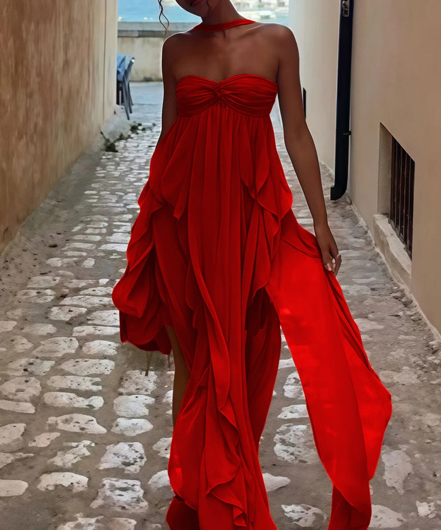 A-Line/Princess Convertible Ruffle Floor-Length Wedding Guest Dresses