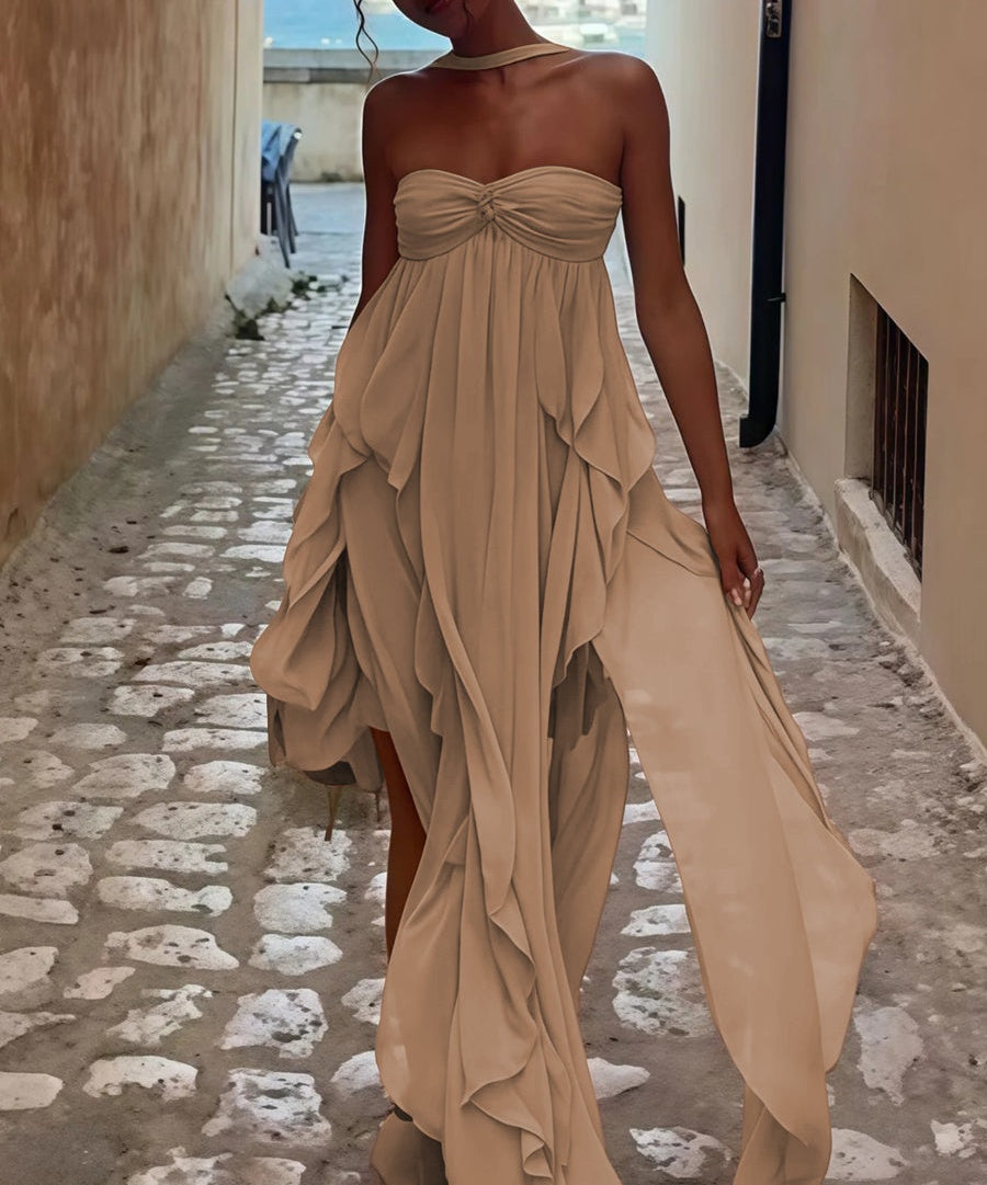 A-Line/Princess Convertible Ruffle Floor-Length Wedding Guest Dresses