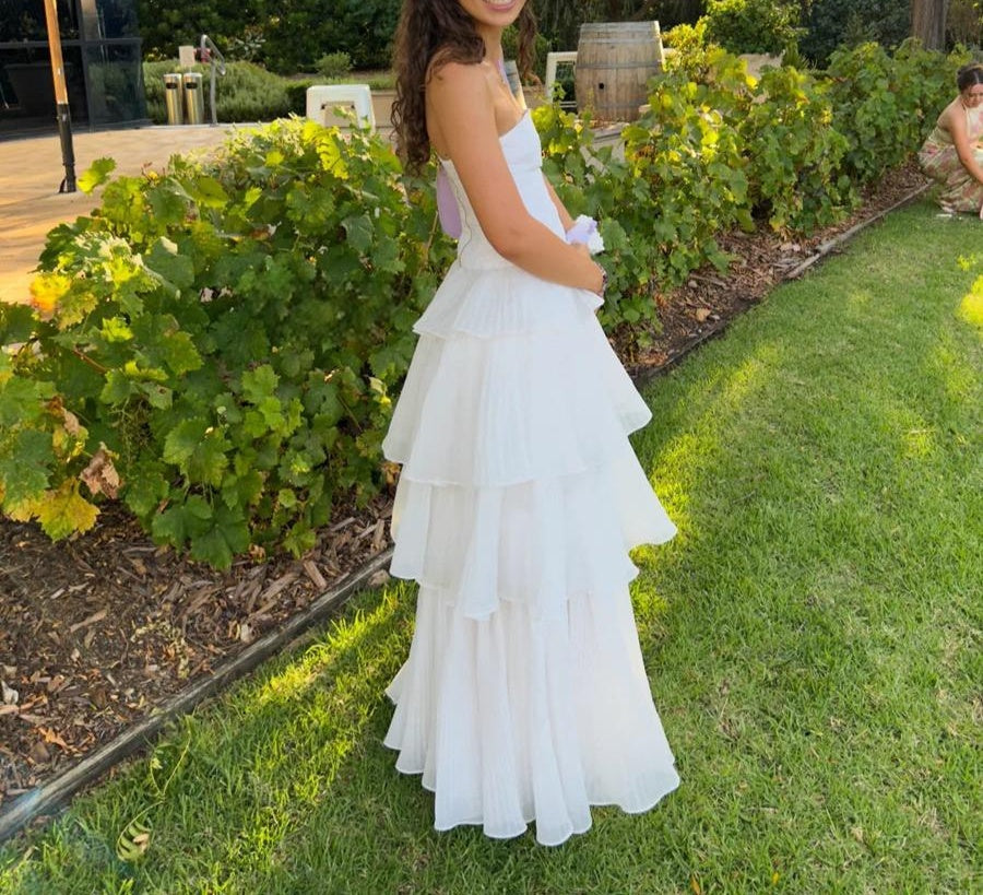 A-Line/Princess Tiered Ruffle Strapless Floor-Length Prom Dresses Ruched Cocktail Dresses