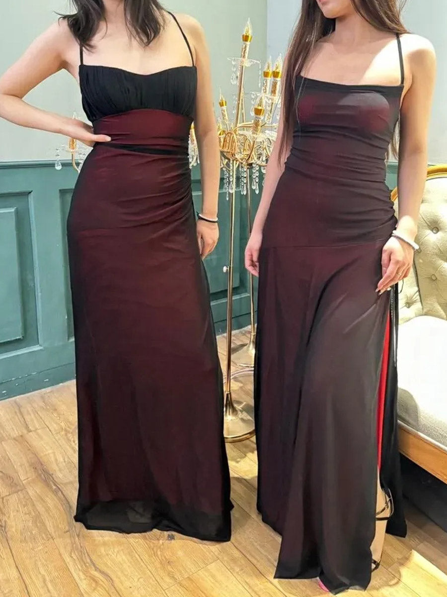 Mermaid Bodycon Spaghetti Strap Sleeveless Floor-Length Prom Dresses