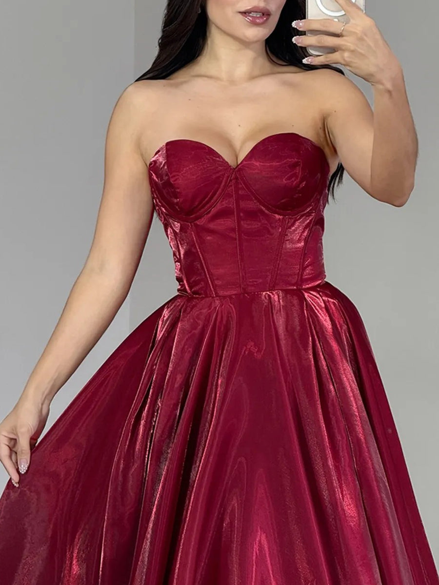 Vintage A-Line/Princess Organza Sweetheart Tiered Floor-Length Prom Dresses