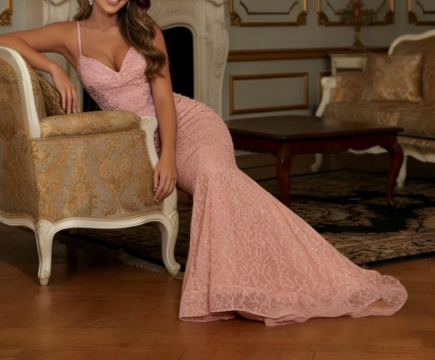 Elegant Spaghetti Strap V-Neck Mermaid Long Prom Dresses