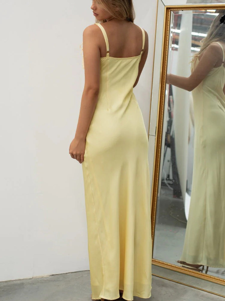 Mermaid/Trumpet Spaghetti Strap Satin Corset Long Prom Dresses with Bow