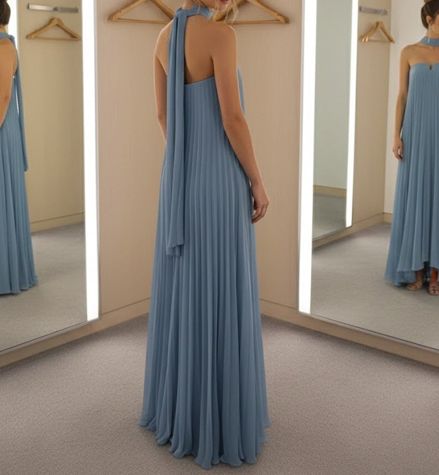 Sheath/Column Strapless Pleated Chiffon Floor-Length Formal Dresses with Scarf