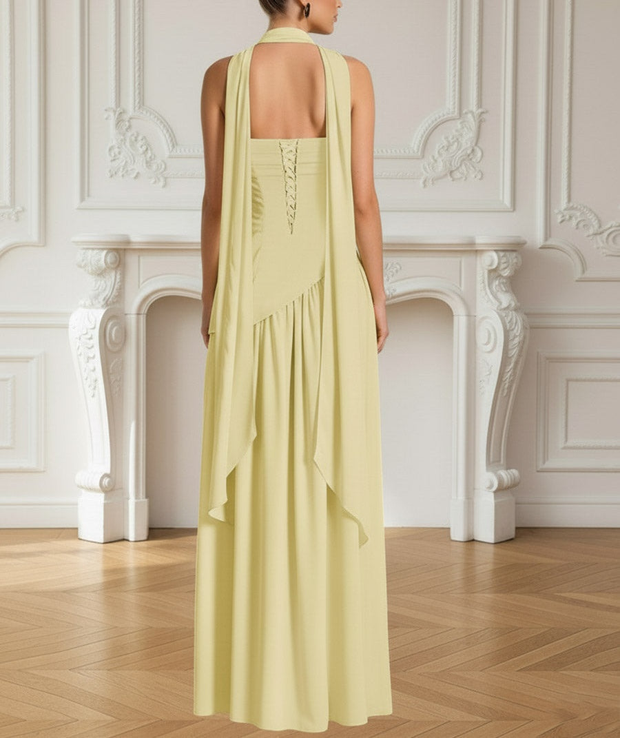 A-Line/Princess Drop Waist Prom Dresses with Scarf