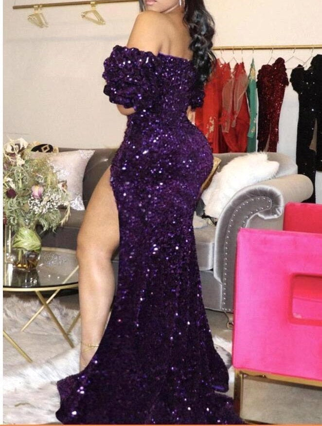 Black Plunging V neck Off the shoulder Knee length Mermaid Prom Dress