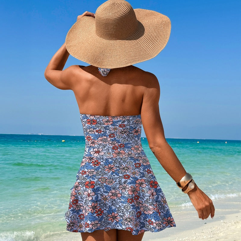 Savaviaswim - Women's One Piece Swimdress Tummy Control Cut Bathing Suit Tie Knot Swimsuit Sexy V Neck Criss Cross Halter Monikini