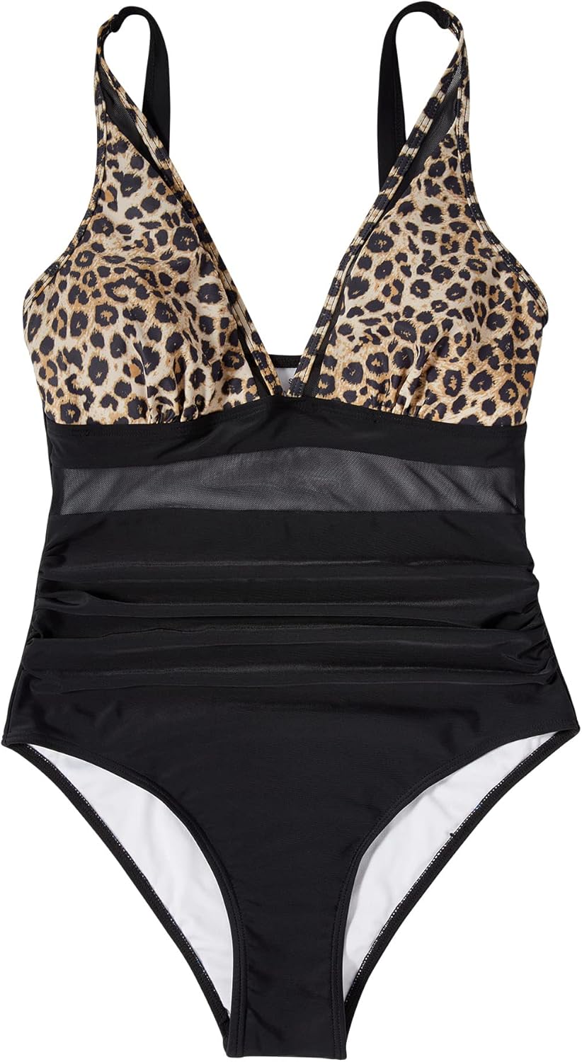 Savaviaswim - Women Sexy Mesh Tummy Control Swimsuit Push Up High Waisted Bathing Suit