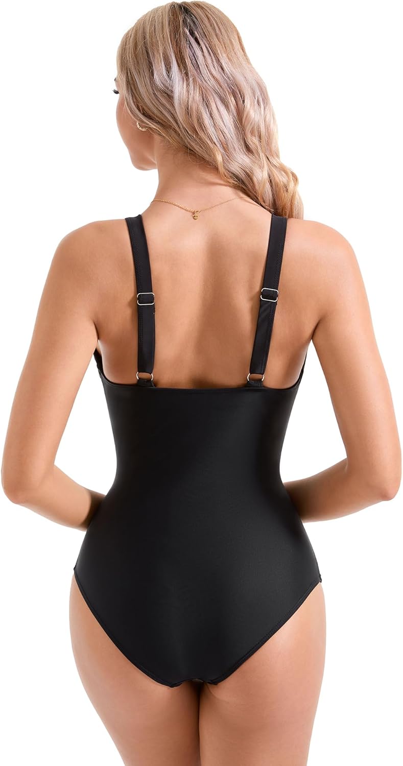 Savaviaswim - Women Sexy Mesh Tummy Control Swimsuit Push Up High Waisted Bathing Suit