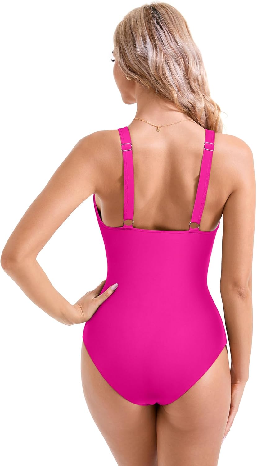 Savaviaswim - Women Sexy Mesh Tummy Control Swimsuit Push Up High Waisted Bathing Suit