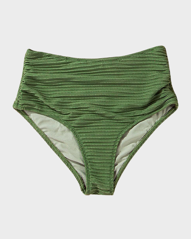 Savaviaswim - Textured Knot-Front High-Waisted Bikini Set